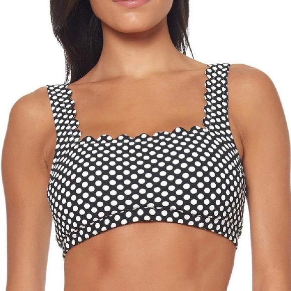 NWT Jessica Simpson Swimsuit Bathing Suit Bikini Top Textured Polka Dot L - Picture 2 of 10
